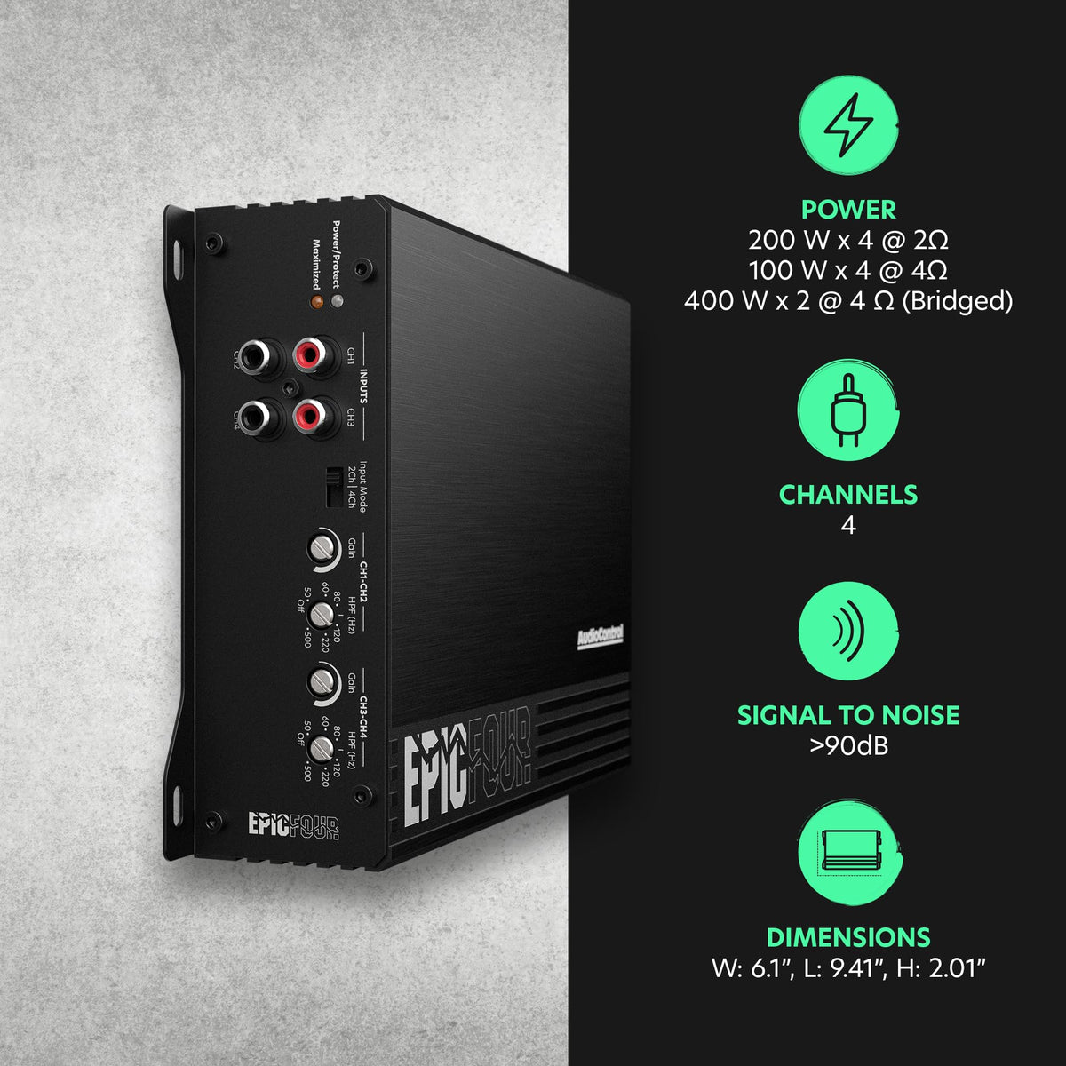 4-Channel Car Audio Amplifier 800W Class D B174918