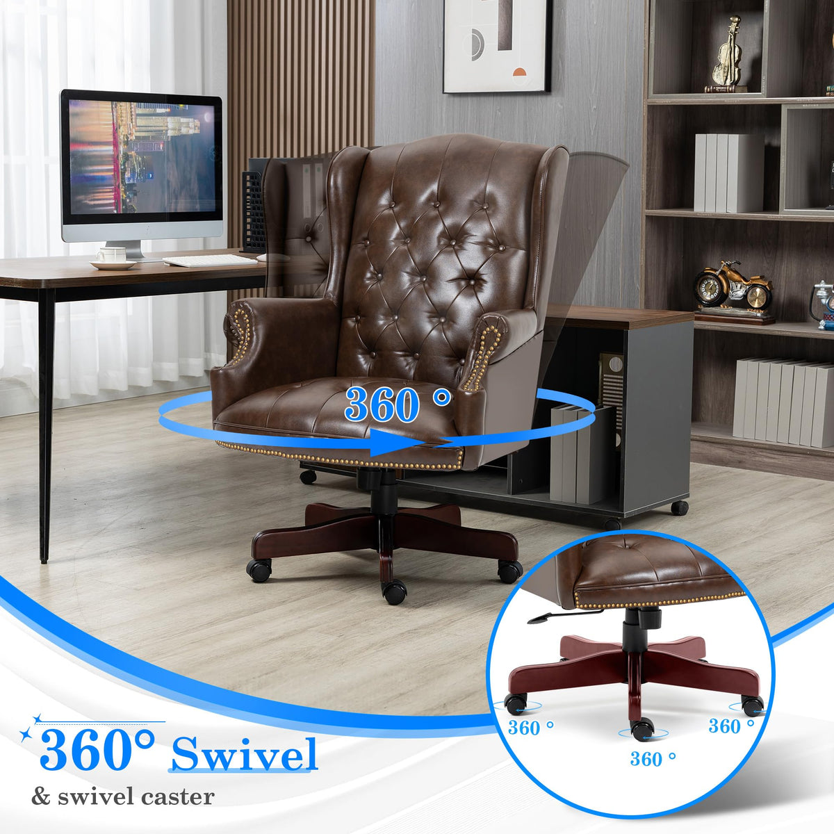 Big and Tall Brown Faux Leather Executive Office Chair T514806