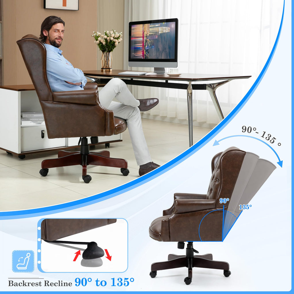 Big and Tall Brown Faux Leather Executive Office Chair T514806
