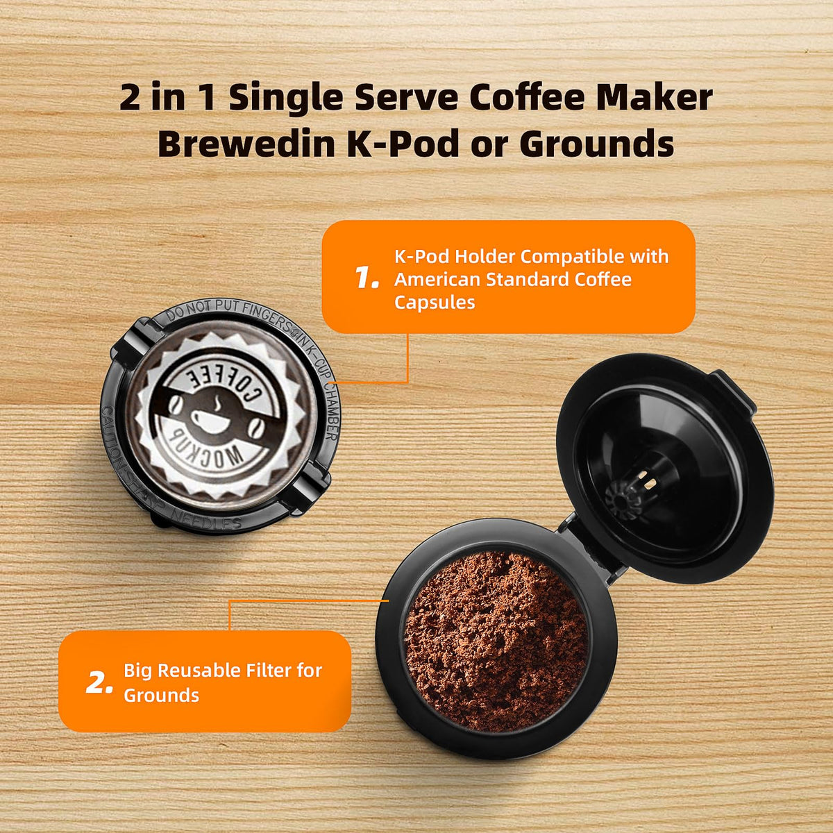 Single Serve Coffee Maker for K Cup and Grounds G73695