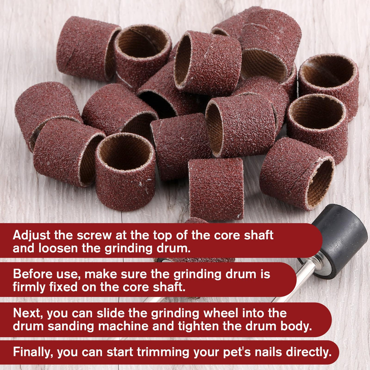 22Pcs Dog Nail Grinder Sanding Bands and Drums Replacement Kit K8095