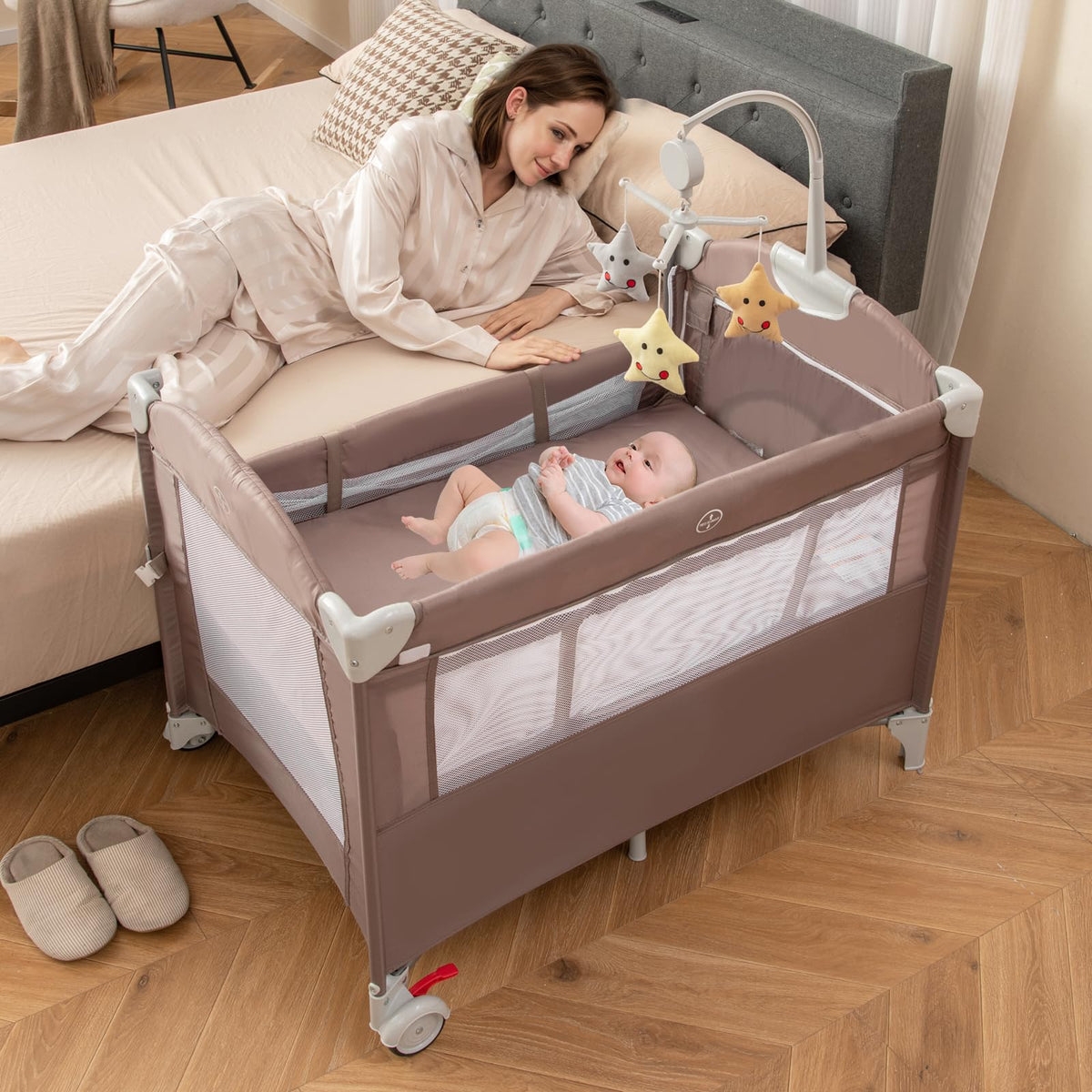 5-in-1 Pack and Play with Bassinet, Changing Table and Carry Bag I58177