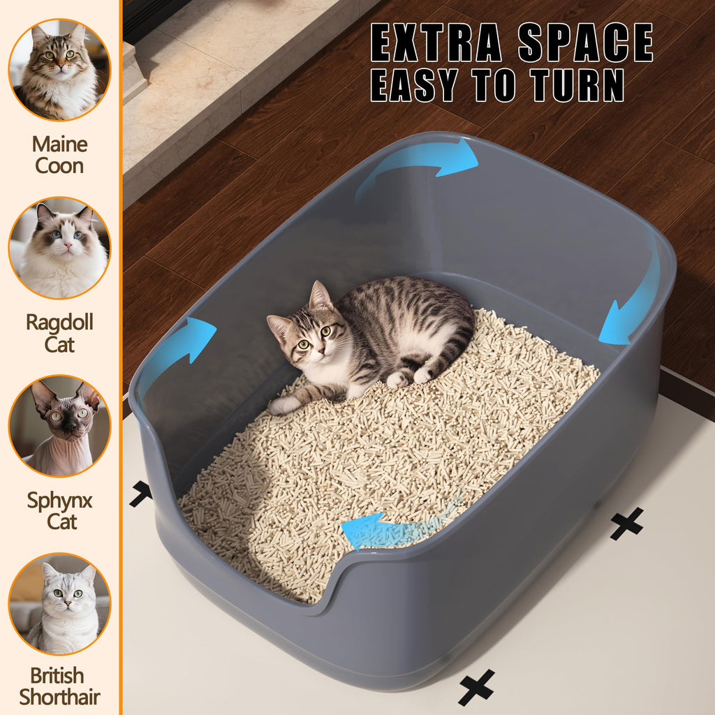 Large High Sided Anti-Splashing Cat Litter Box D246