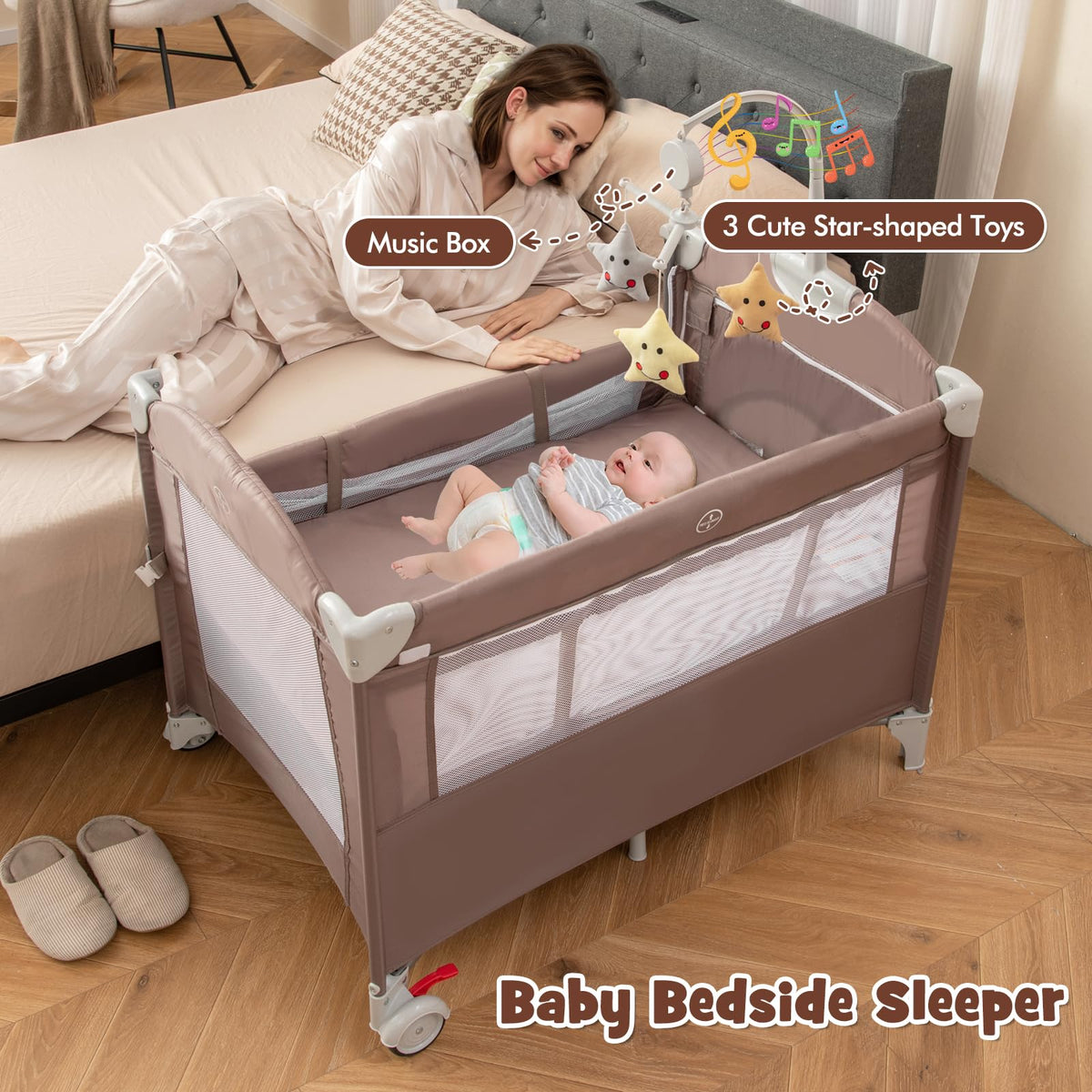 5-in-1 Pack and Play with Bassinet, Changing Table and Carry Bag I58177