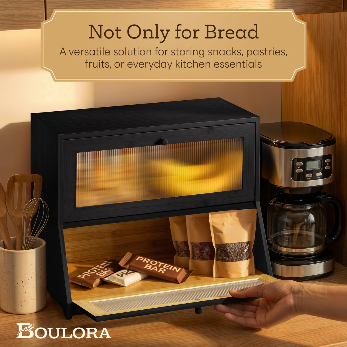 Black Bamboo Bread Box O304806