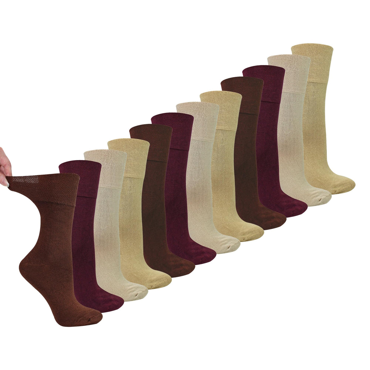 12 Pairs Womens Seamless Diabetic Socks F916207