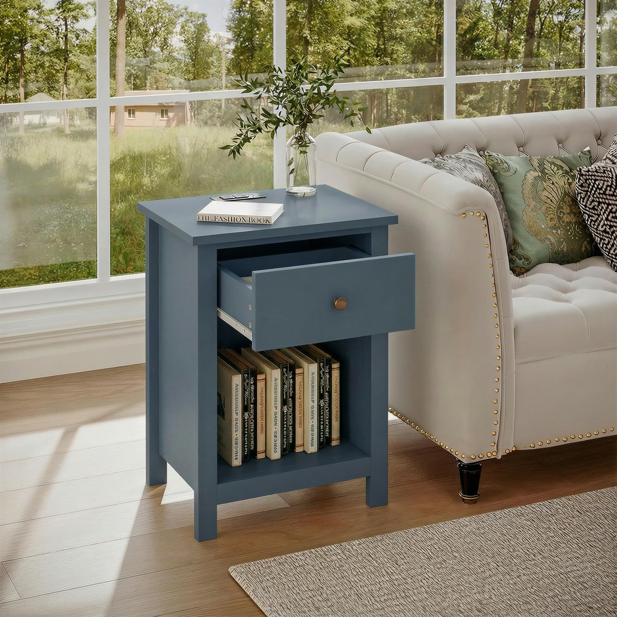 Farmhouse Nightstand with Charging Station Set of 2 Q8534