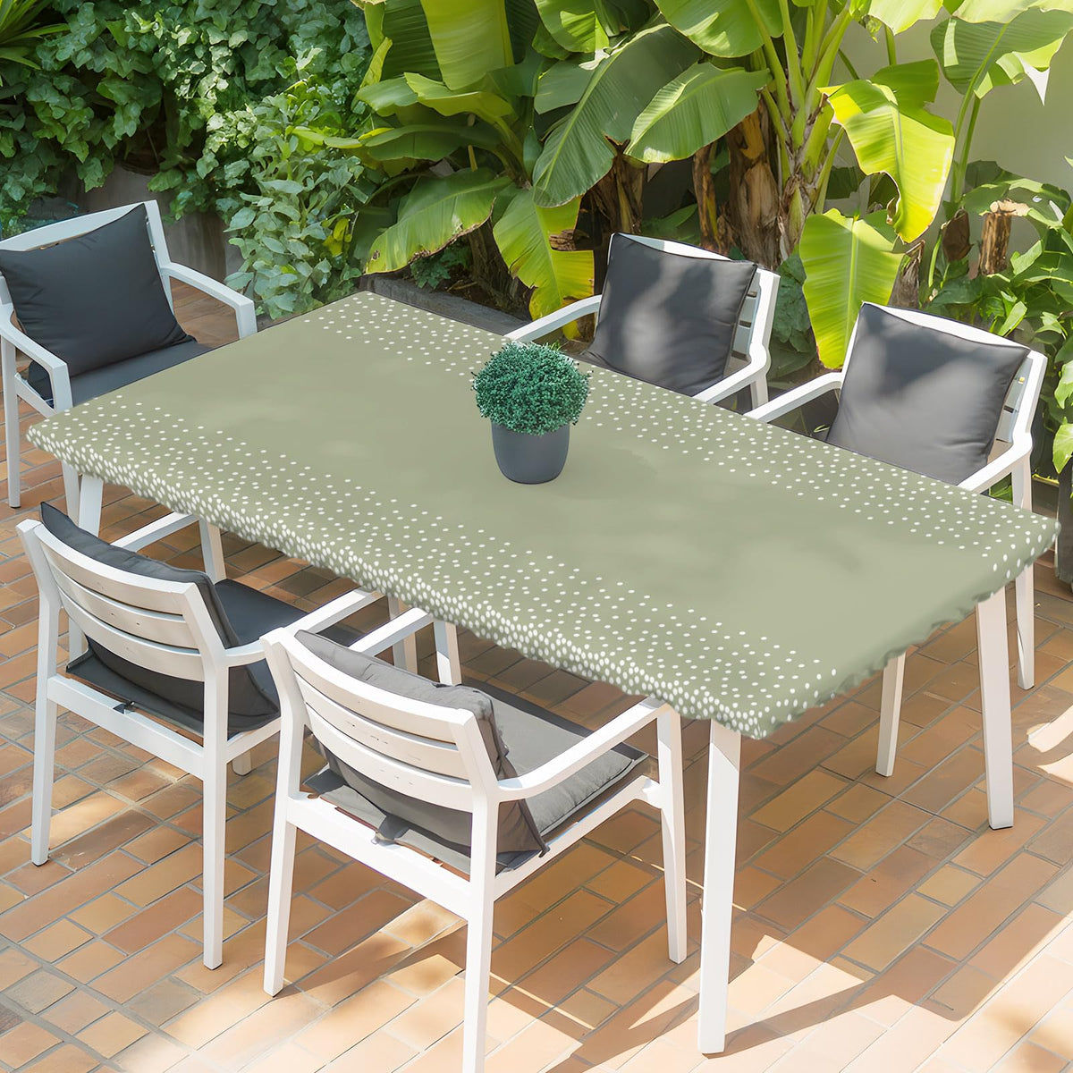 White Speckles Grain Fitted Rectangle Tablecloth 32" x 72" Elastic Waterproof Table Cover X250