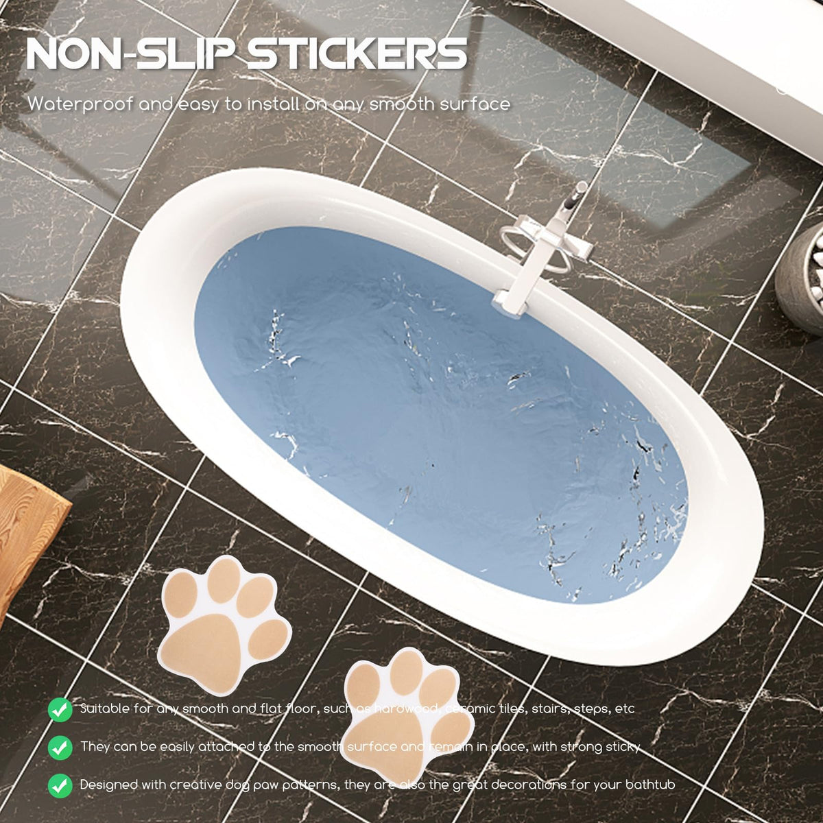 Dog Paw Bathtub Stickers PEVA Anti Slip Decal H565428
