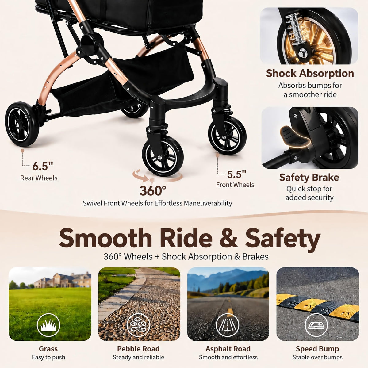 Black 3-in-1 Pet Stroller with Removable Carrier S28683