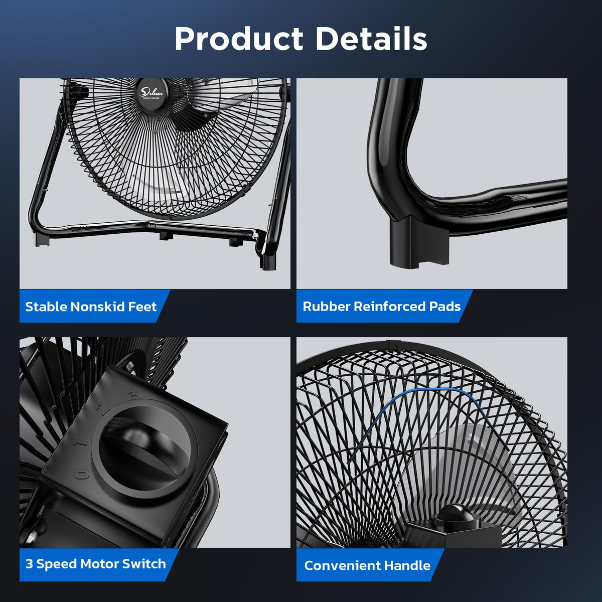 20 Inch 3-Speed Metal Industrial Floor Fans 2-Pack W4304