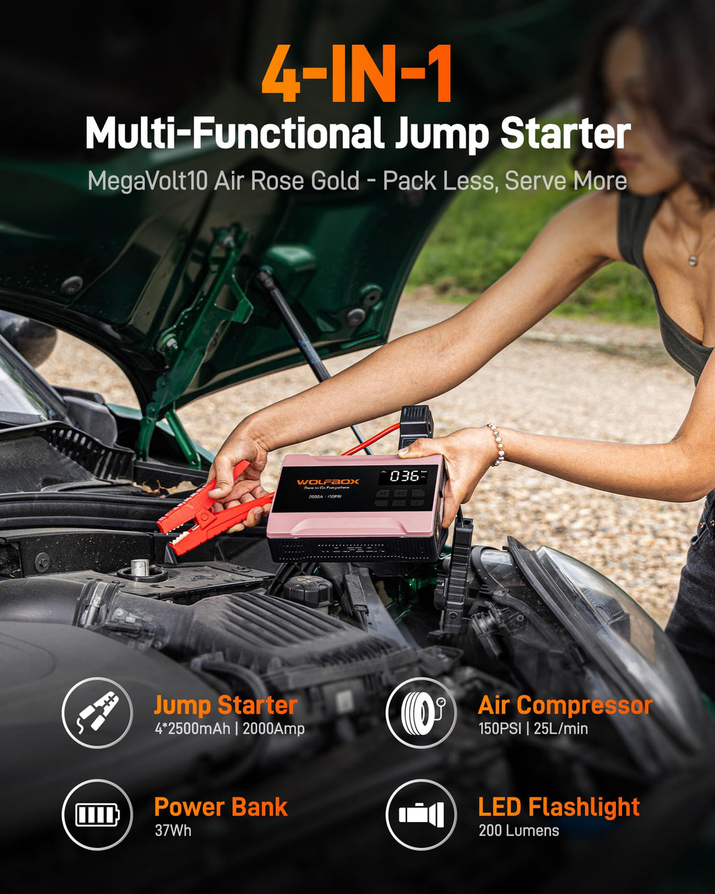2000A Jump Starter with Air Compressor E95496