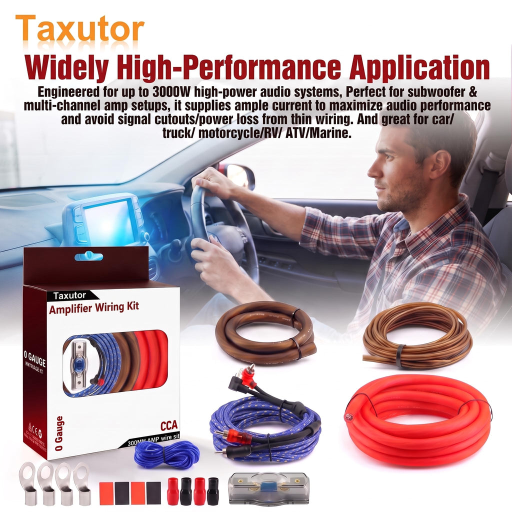 0 Gauge Amp Wiring Kit 3000W with 100A Fuse & RCA Cable F55184
