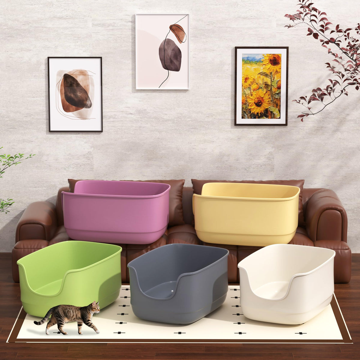 Large High Sided Anti-Splashing Cat Litter Box D246