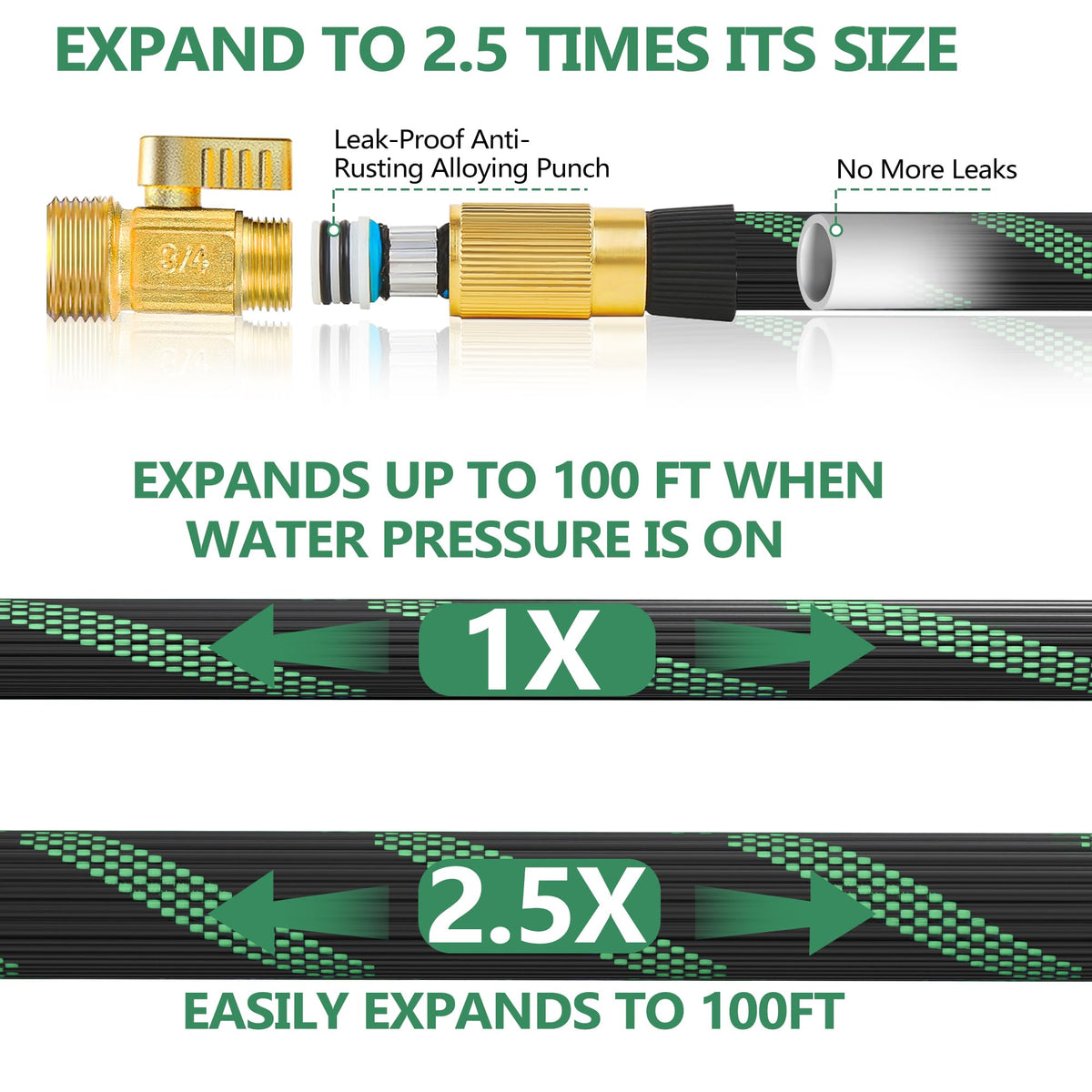 100FT Garden Hose with 10-Pattern Nozzle M4312