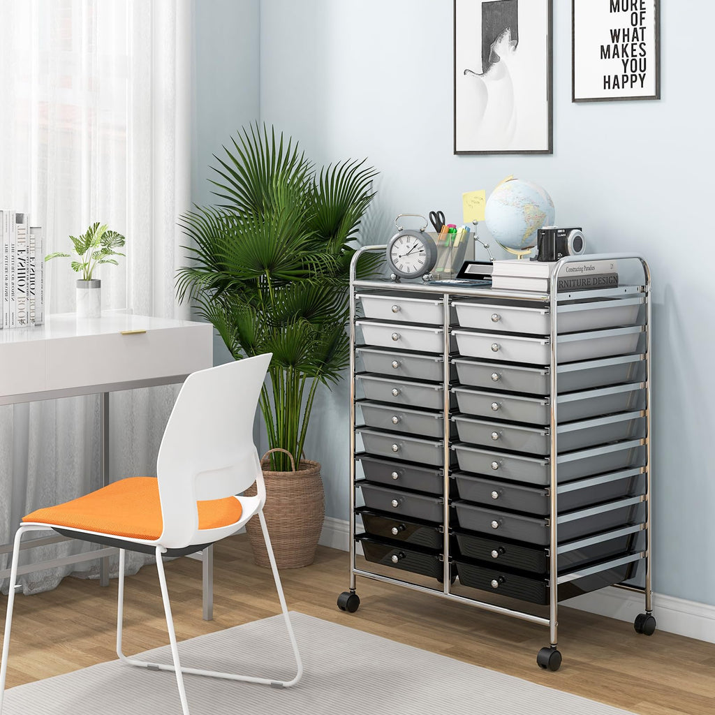 20 Drawer Multicolor Rolling Storage Cart X90946