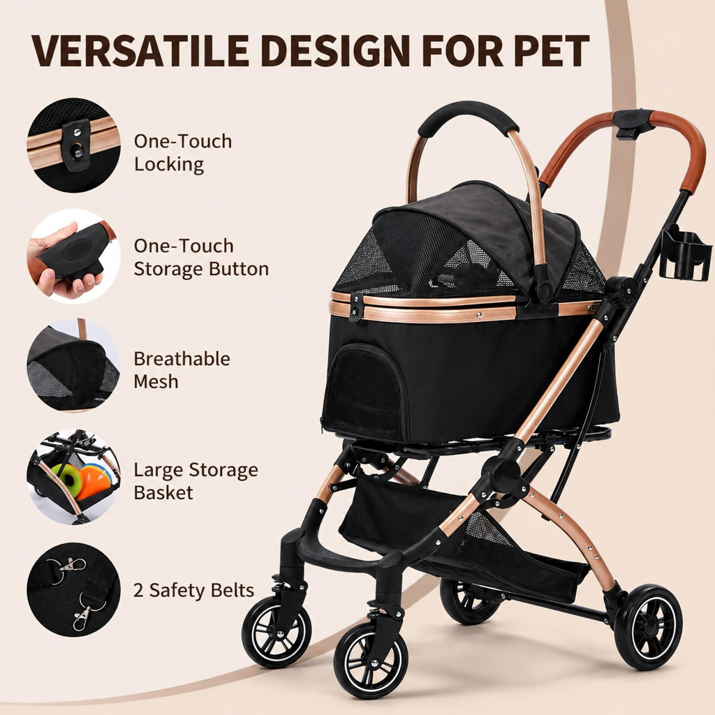 Black 3-in-1 Pet Stroller with Removable Carrier S28683