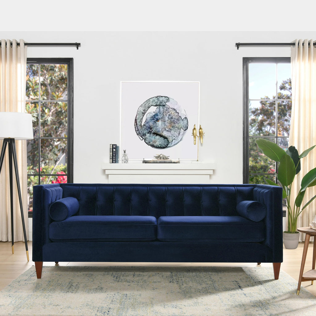 84" Navy Blue Velvet Tufted Sofa H4593