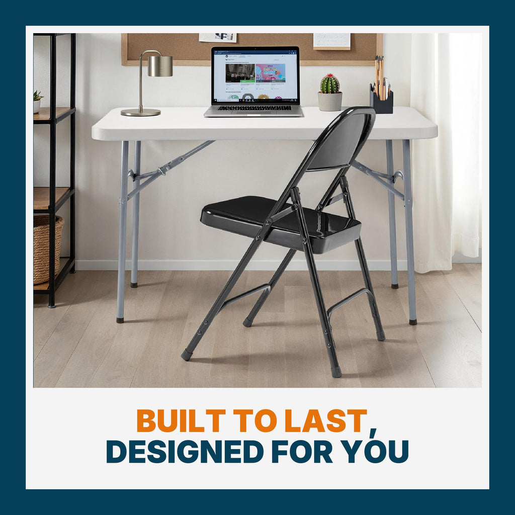 Black Steel Folding Chairs 4-Pack B900