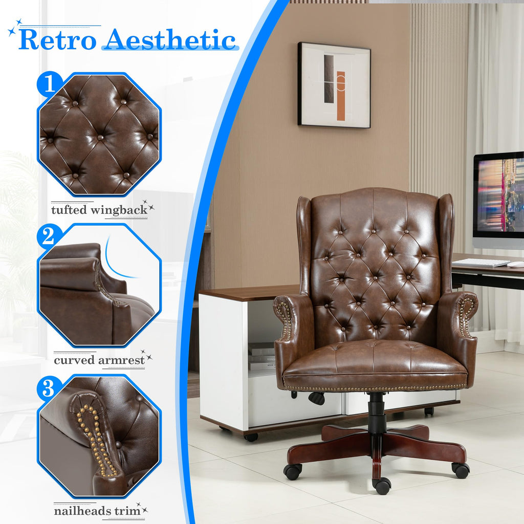 Big and Tall Brown Faux Leather Executive Office Chair T514806