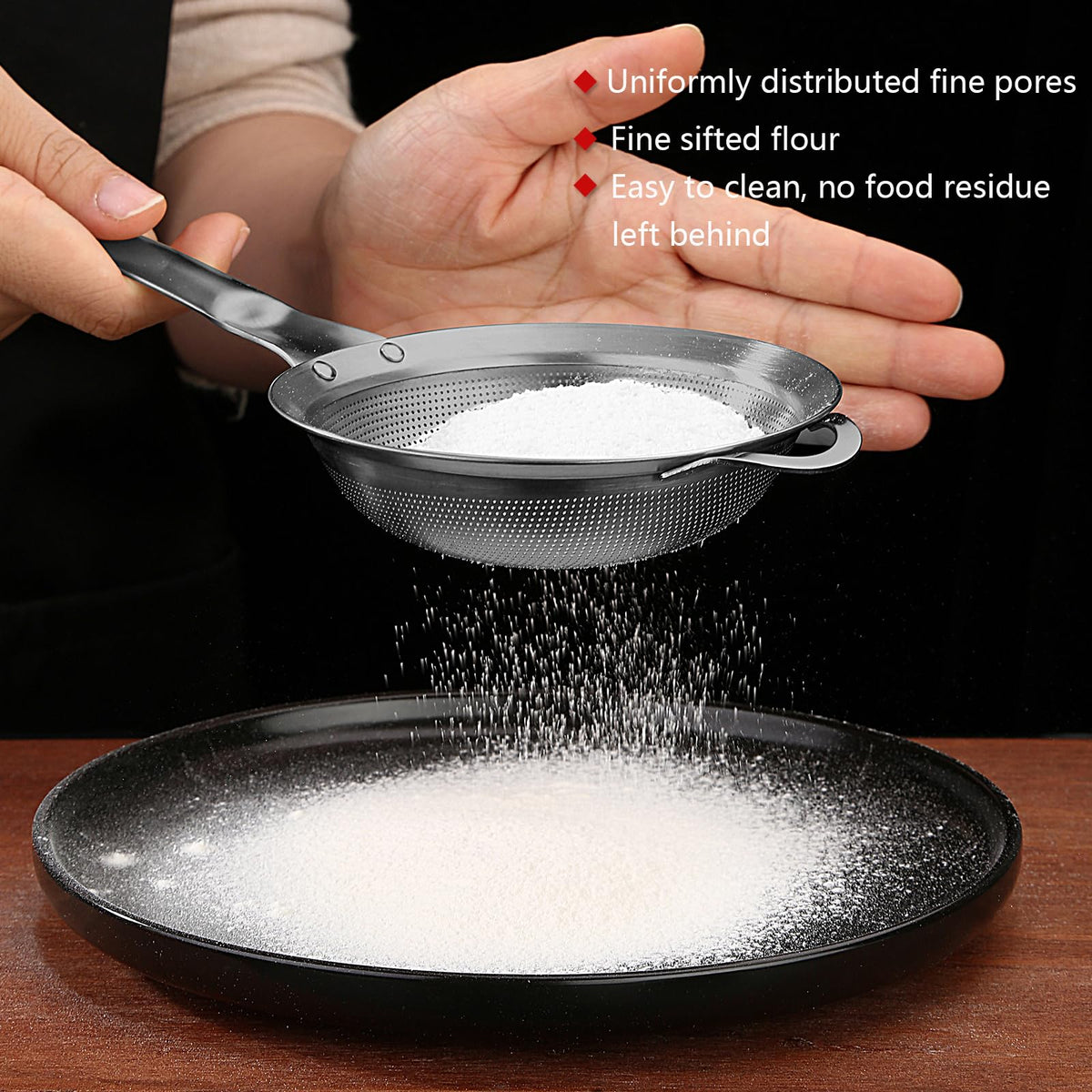 Fine Mesh Stainless Steel Colander Strainer with Handle Set of 2 M4199