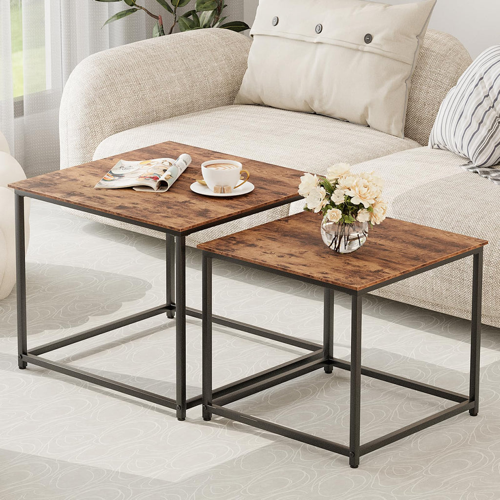 Brown Engineered Wood Nesting Coffee Table Set of 2 Y777124