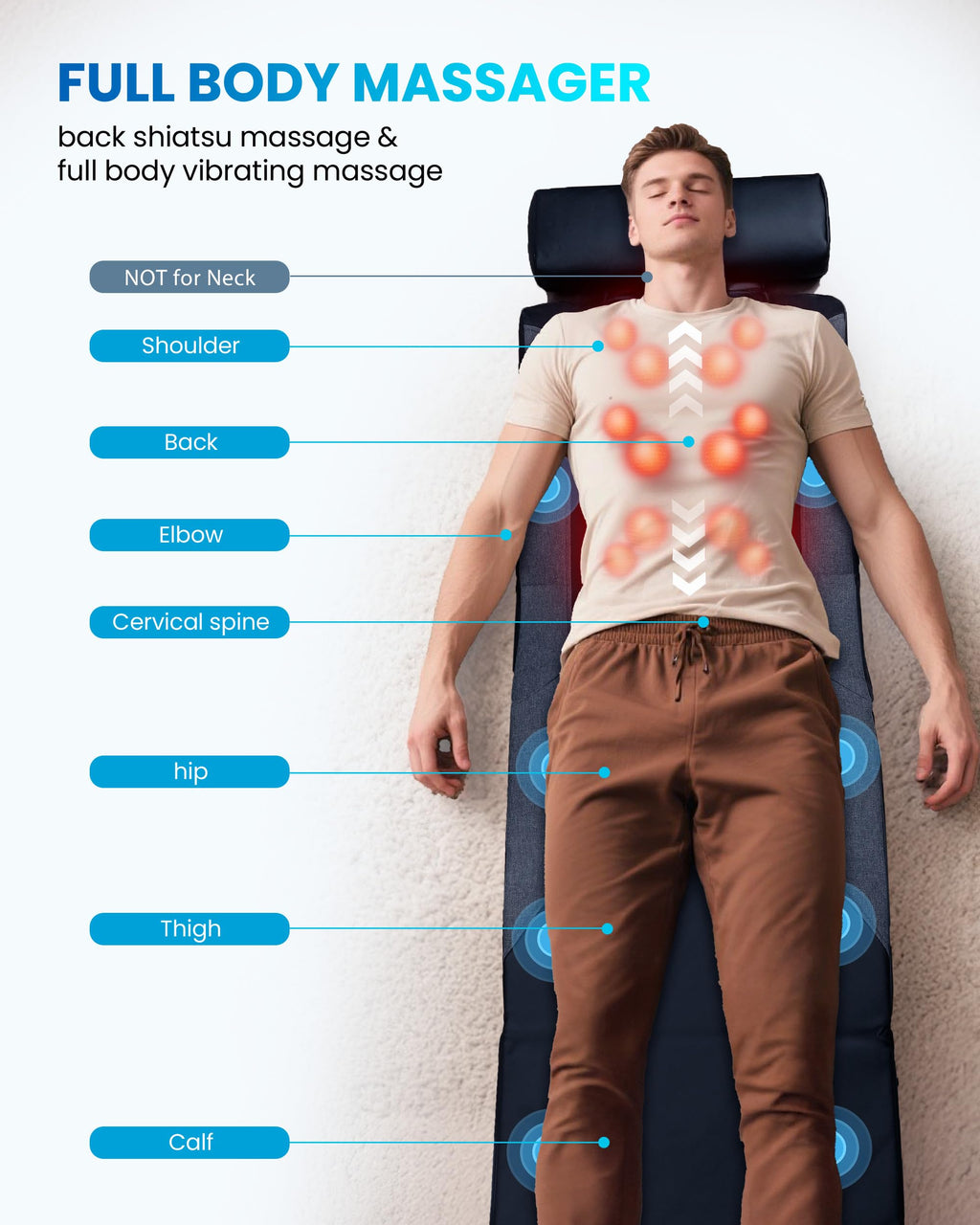 Full Body Massage Mat with Heat T59634