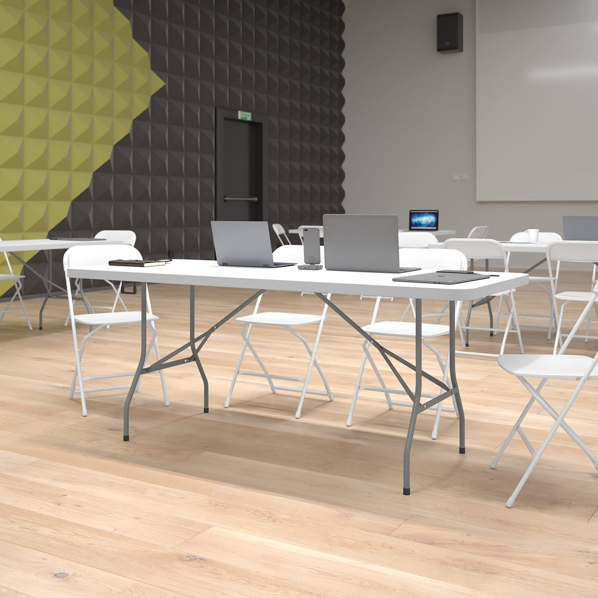 6-Foot Heavy Duty Plastic Folding Table with Carrying Handles T50325
