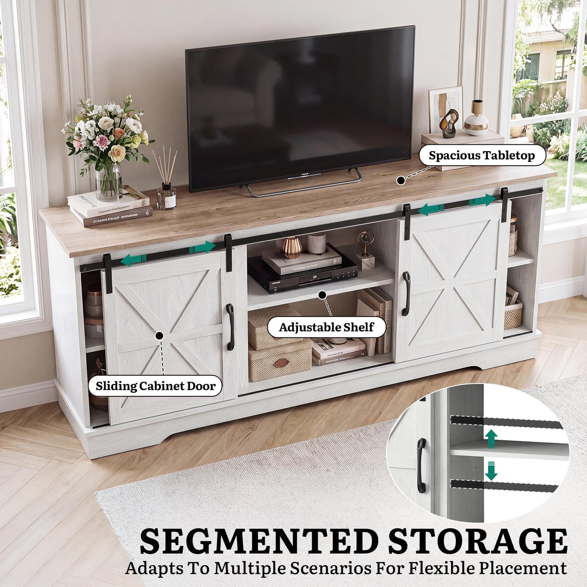 White Grey Wash TV Stand J39068