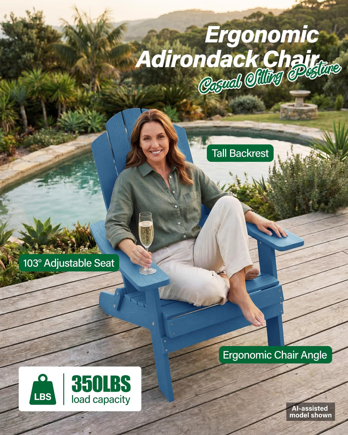 Folding Adirondack Chairs Set of 2 Plastic Chair W6782