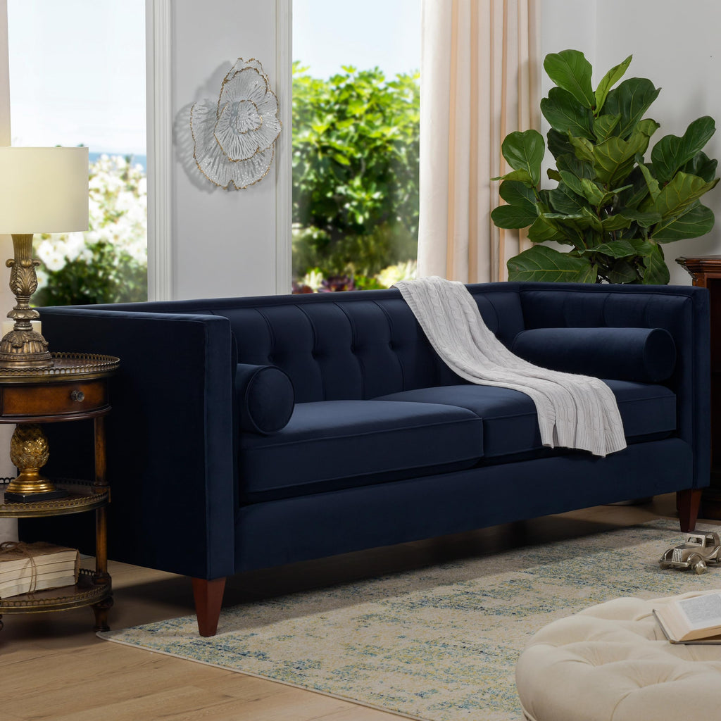 Dark Navy Blue Performance Velvet Tufted Sofa M58219