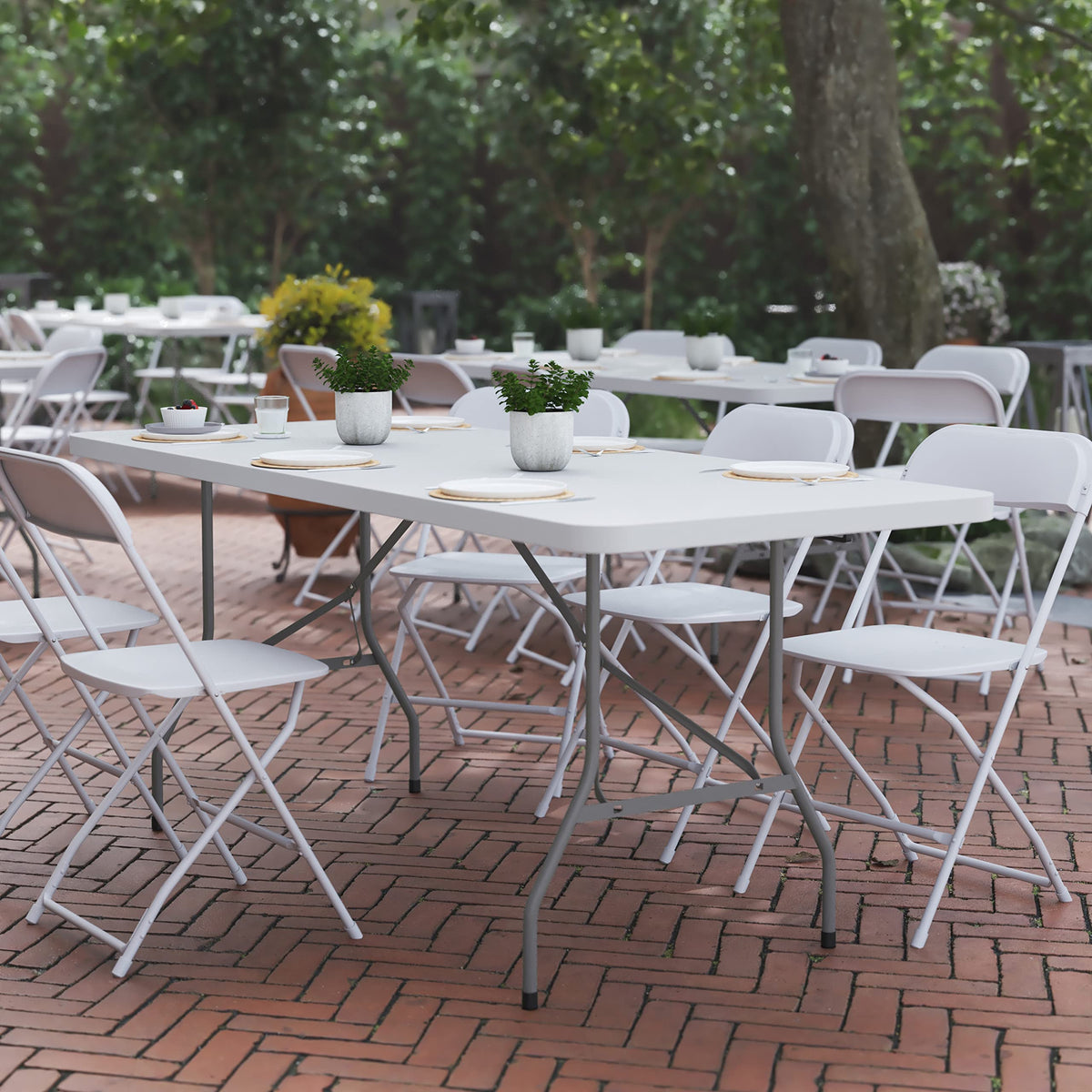 6-Foot Heavy Duty Plastic Folding Table with Carrying Handles T50325
