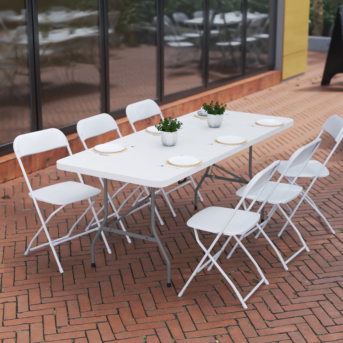 6-Foot Heavy Duty Plastic Folding Table with Carrying Handles T50325