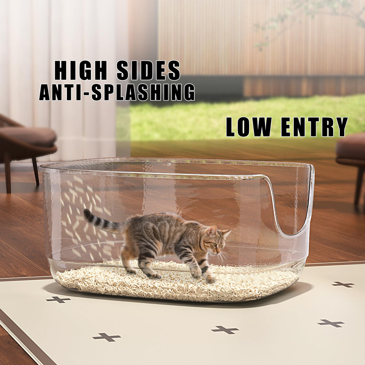 Large High Sided Anti-Splashing Cat Litter Box D246