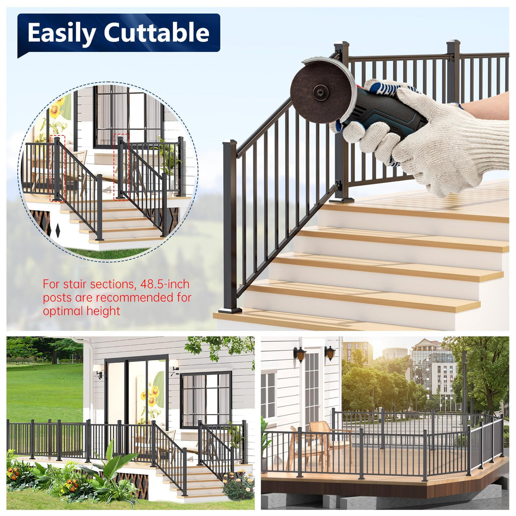 Aluminum Stair Railing Kit, 42 in x 4 ft Black J534