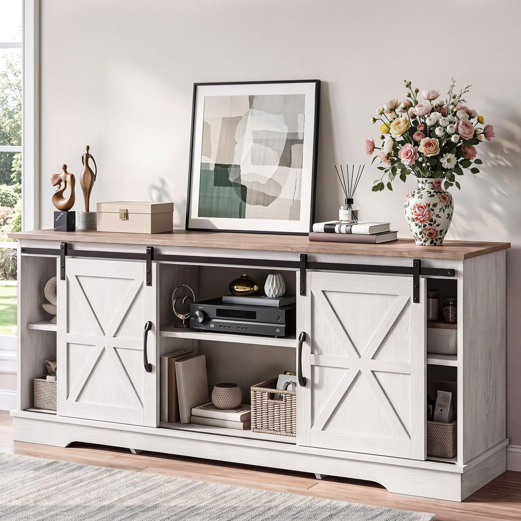 White Grey Wash TV Stand J39068