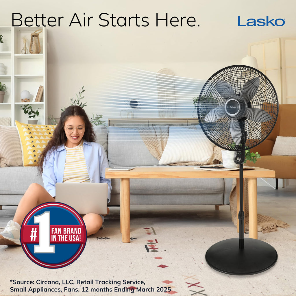Oscillating Pedestal Fan 20" Black N8833