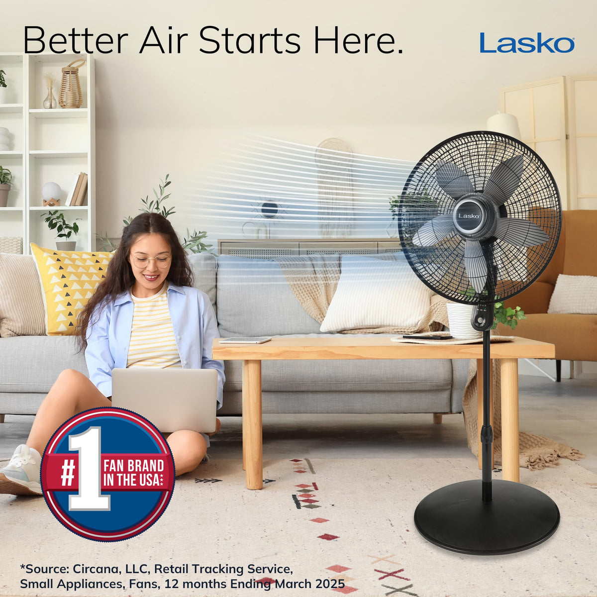 Oscillating Pedestal Fan 20" Black N8833