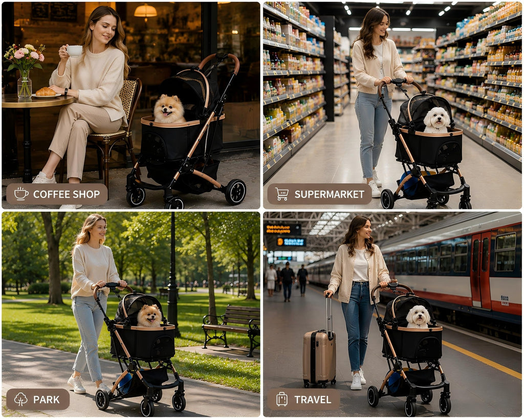 Black 3-in-1 Pet Stroller with Removable Carrier S28683