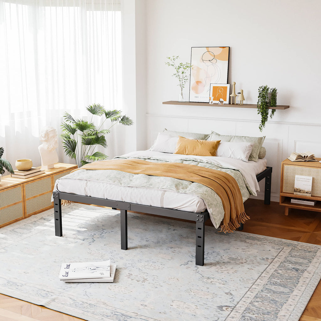 Queen Size 18 Inches Tall Metal Platform Bed Frame J769