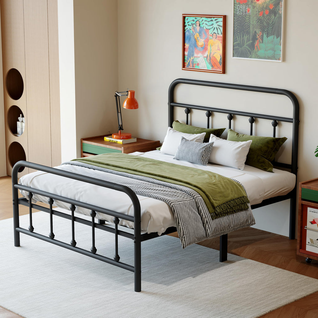 Black Twin Size Metal Bed Frame with Storage Space N1584