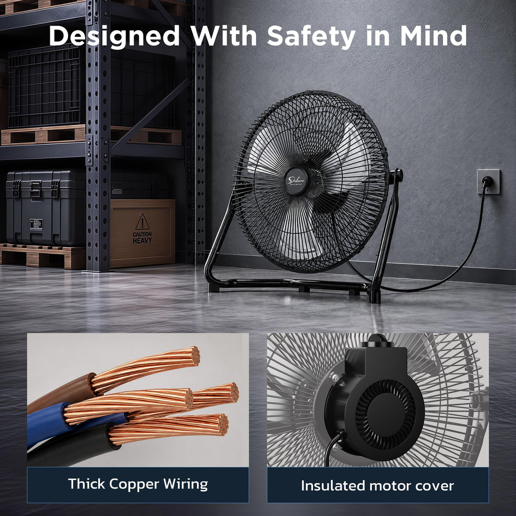 20 Inch 3-Speed Metal Industrial Floor Fans 2-Pack W4304