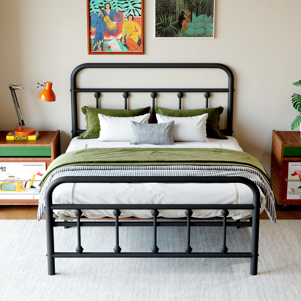 Black Twin Size Metal Bed Frame with Storage Space N1584