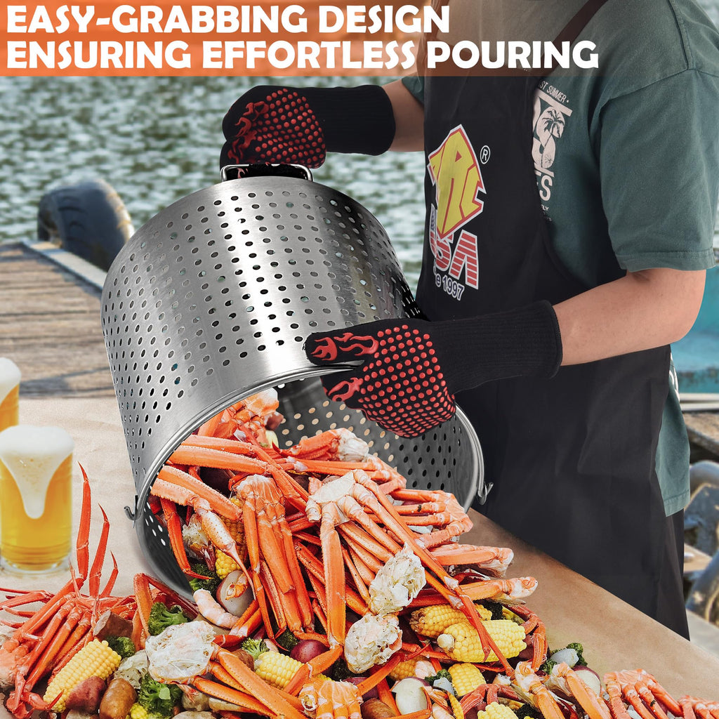 64 QT Stainless Steel Seafood Boil Pot with Basket L777