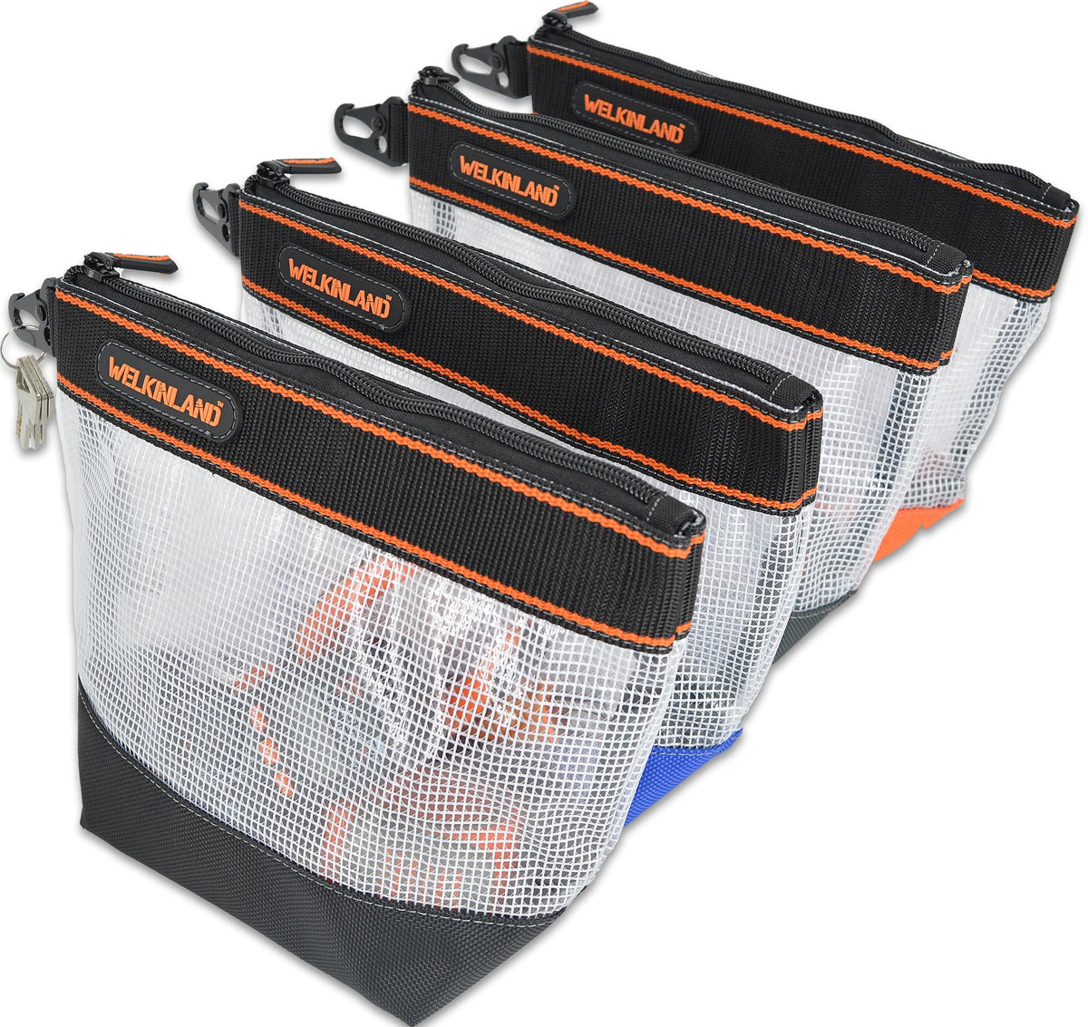 10-Inch Clear 4-Pack Zippered Tool Pouch A65000