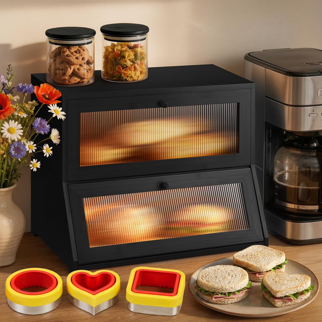 Black Bamboo Bread Box O304806